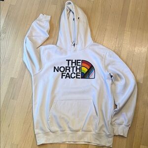 The North Face White Hoodie with Colorful Logo